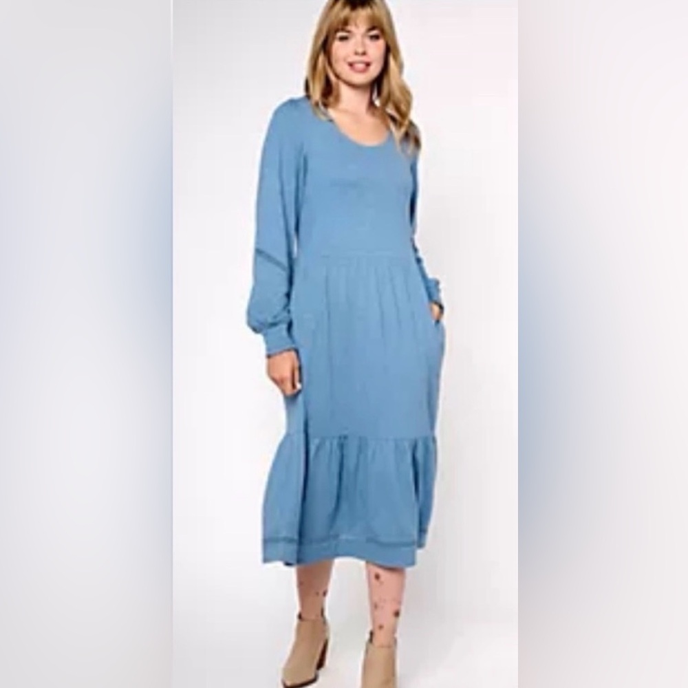 NWT Canyon Retreat Easy Midi Tiered Dress- XL in Blue